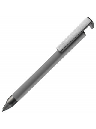 Ручка шариковая Standic с подставкой для телефона, серая