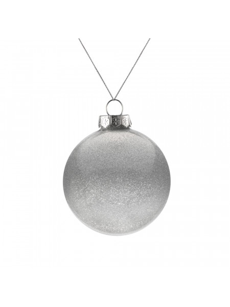 Елочный шар Finery Shine, 8 см, глянцевый серебристый с глиттером