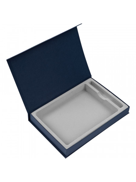 Коробка Silk с ложементом под ежедневник 15х21 см и ручку, ver.2, синяя