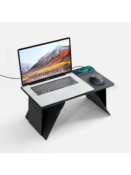 Складной стол для ноутбука с беспроводной зарядкой Kickstand Table, серый