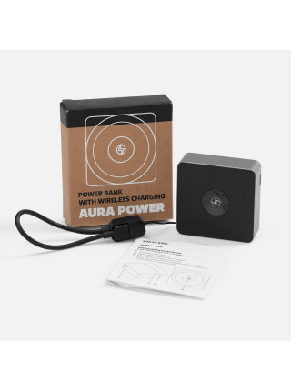 Внешний аккумулятор с беспроводной зарядкой Aura Power, серый